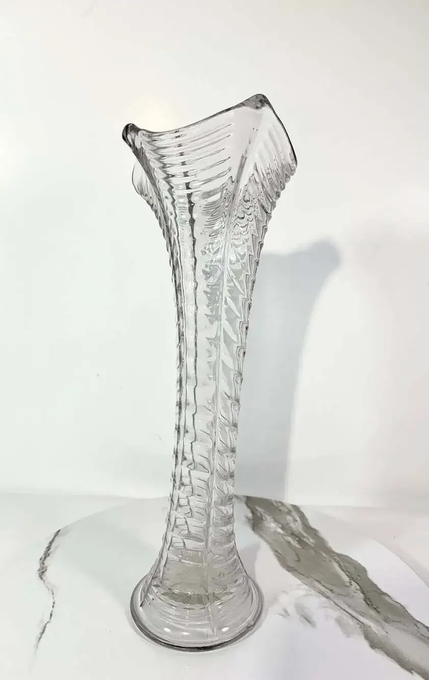 Vintage Swung  Glass Vase Art Deco Clear